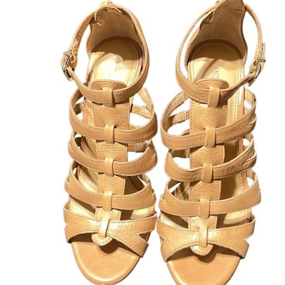 Antonio Melani Strappy Leather Stiletto Heels with Ankle Strap Size 7